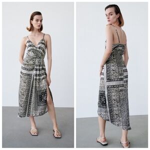 Zara Black and White Strappy Midi Dress